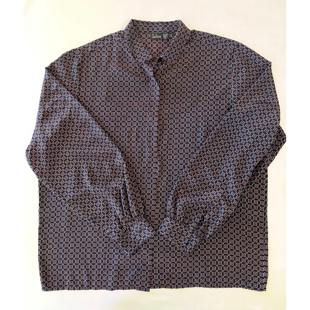 Vintage‎ 70s 80s Dalton Blouse Size 16 All Over Geometric Square Print Secretary